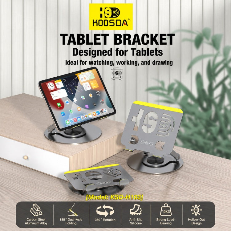 KSD-H103 360° Rotating Foldable Metal Stand for Phones & Tablets – Anti-Slip & Heat Dissipation