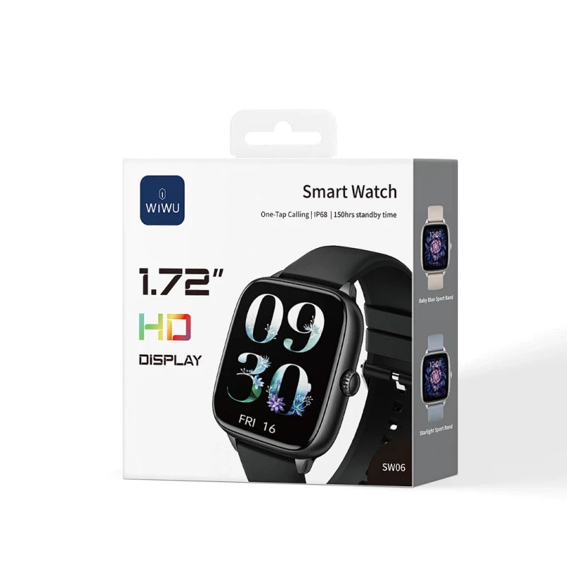 WiWU SW06 Smart Watch – Écran HD 1.72", Appels Bluetooth, Suivi Santé & Sport