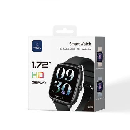 WiWU SW06 Smart Watch – Écran HD 1.72", Appels Bluetooth, Suivi Santé & Sport