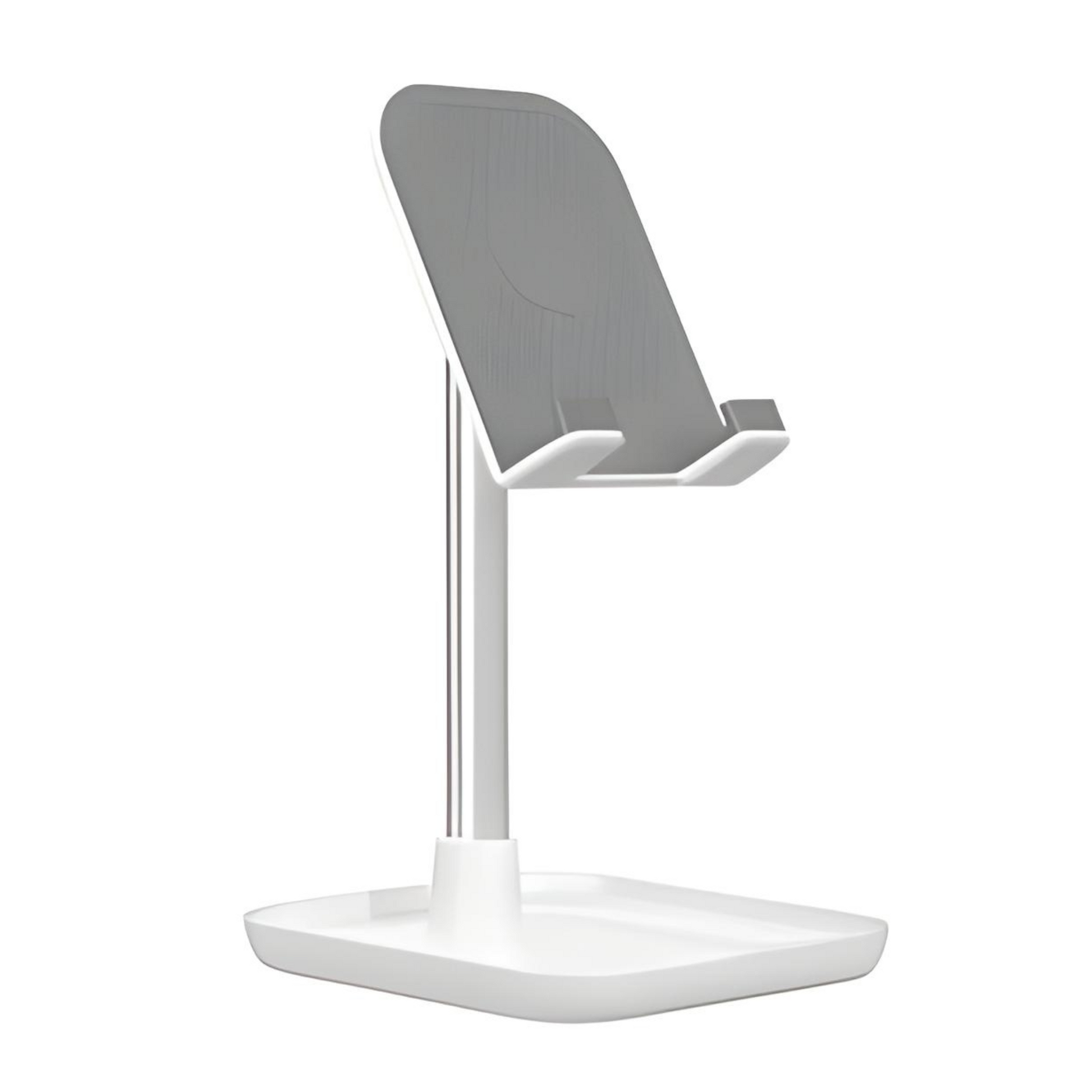 Support téléphone et tablette réglable Licheers blanc avec base solide – Vue sur bureau