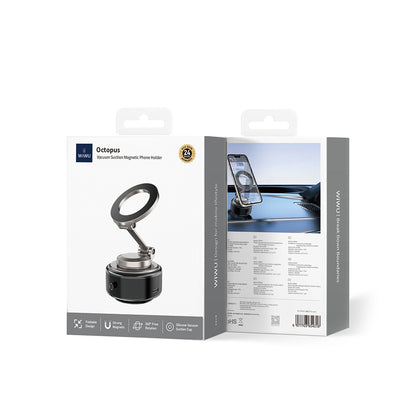 upport Téléphone Magnétique à Ventouse Électrique WiWU Octopus WI-CH056 – Fixation Sous Vide Automatique pour Voiture, Bureau et Miroir