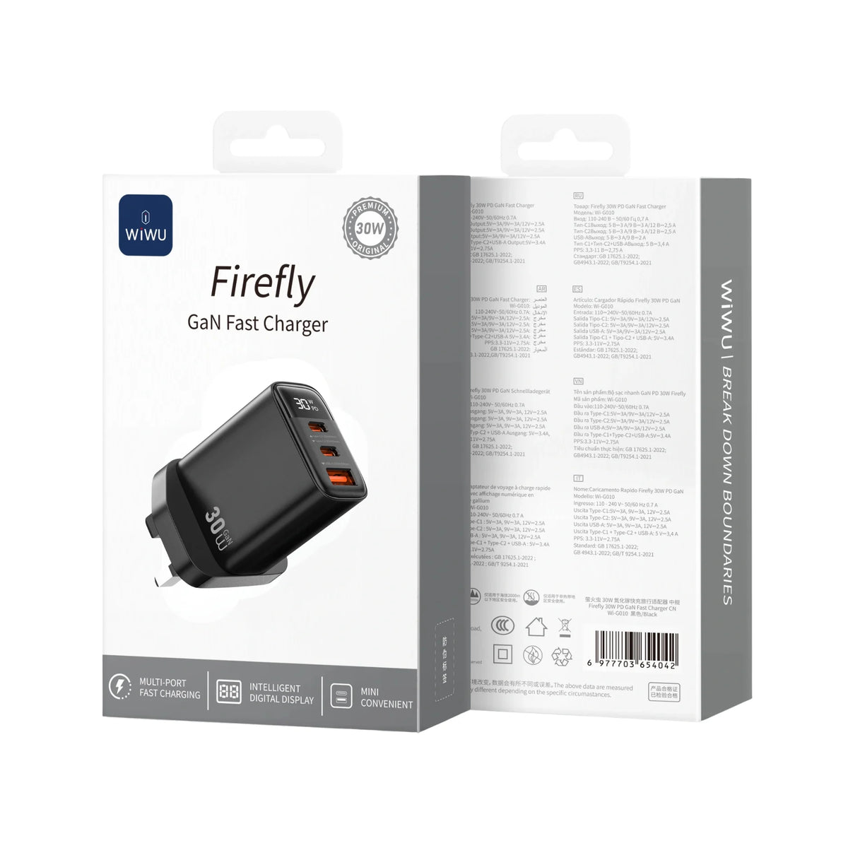 Wiwu WI-G010 30w Firefly Gan Fast Charger Black