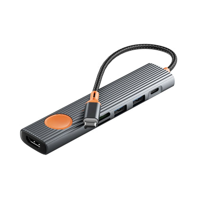 WIWU Travel 7in1 USB-C Hub Wi-HB007 - Station d'accueil 4K HDMI, Recharge PD 100W et Lecteur de Cartes