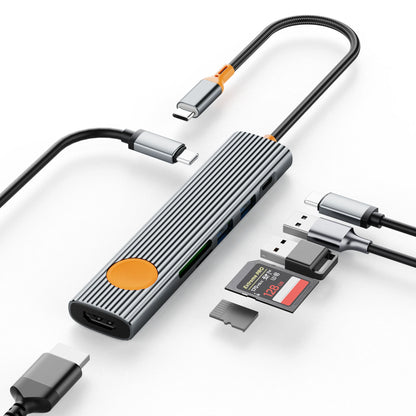 WIWU Travel 7in1 USB-C Hub Wi-HB007 - Station d'accueil 4K HDMI, Recharge PD 100W et Lecteur de Cartes