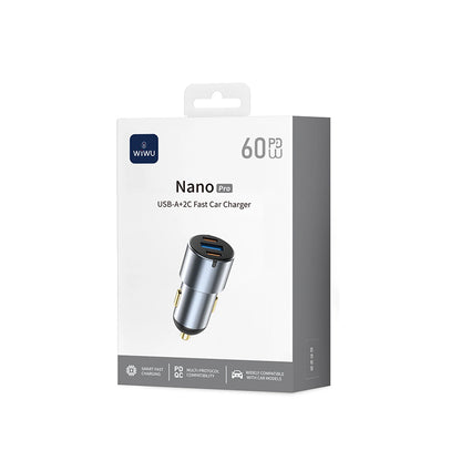Chargeur voiture rapide WiWU USB-C 60W