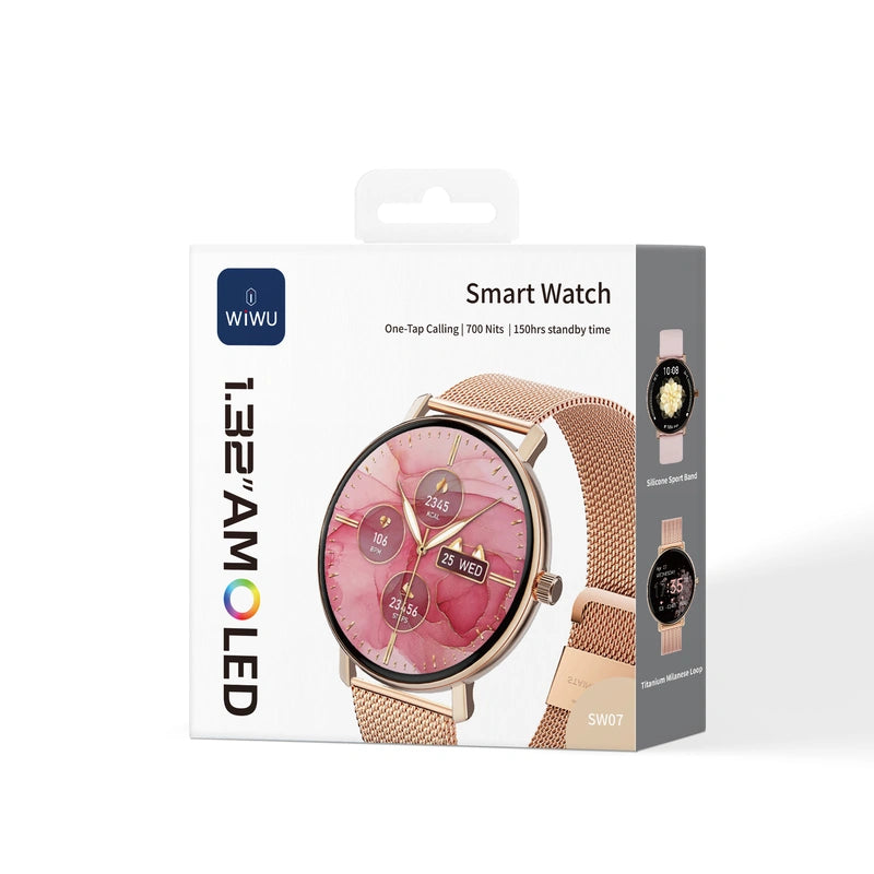 WiWU SW07 Smartwatch | 1.32" AMOLED Display | Bluetooth Calls | Heart Rate & SpO₂ Tracker