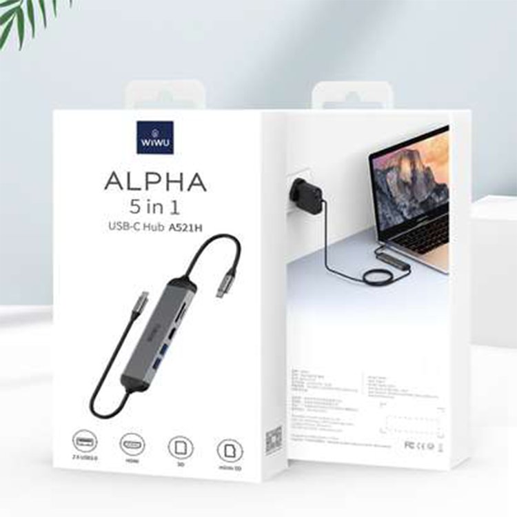 Hub USB-C WiWU Alpha 5-en-1 A521H | HDMI - USB - SD