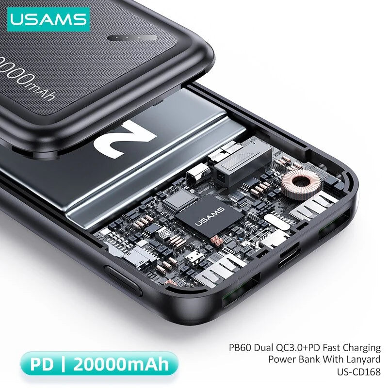 chargeur portable 20000mAh rapide USAMS CD168 Tunisie