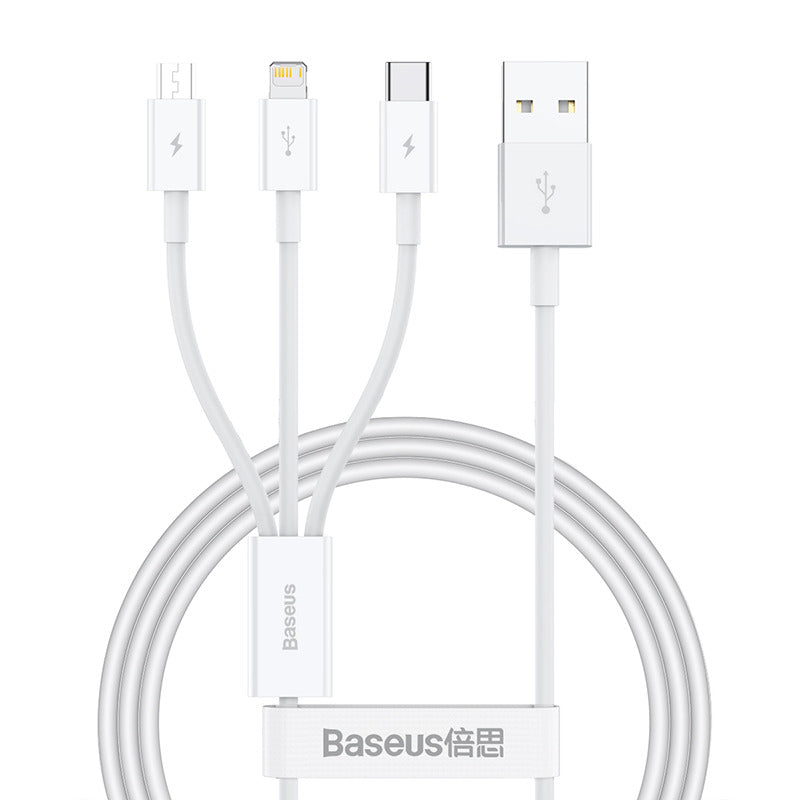 câble Baseus 3-en-1 charge rapide USB-C Lightning Micro USB Tunisie