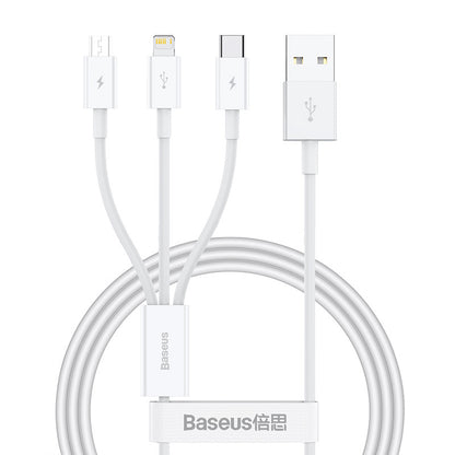 câble Baseus 3-en-1 charge rapide USB-C Lightning Micro USB Tunisie