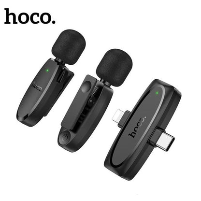 Hoco L15 Micro Cravate Sans Fil Double avec Récepteur Type-C & Lightning
