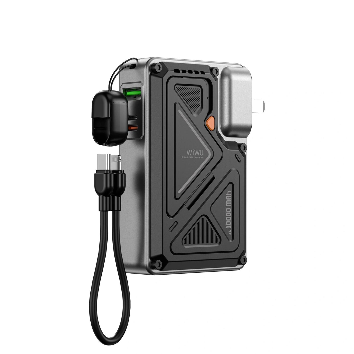 Batterie Externe 4-en-1 WiWU Knight Series 10000mAh (35W) – Chargeur Secteur, MagSafe Sans Fil et Support Intégré