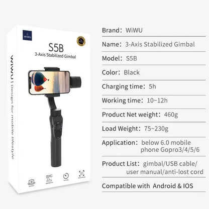 Stabilisateur Télephone Motorisé 3 Axes WiWU S5B