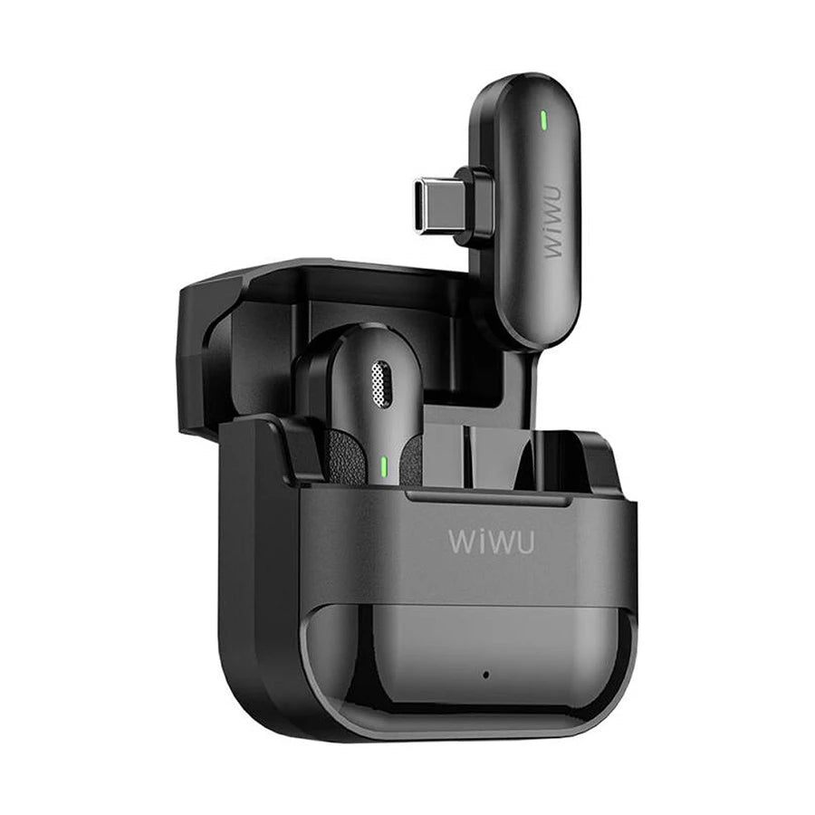 microphones WiWU USB-C + boîtier noir – micro sans fil portable Tunisie